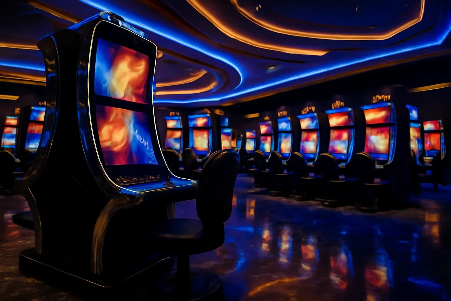 Premium Philippine casino slots floor at night inside Manila resort